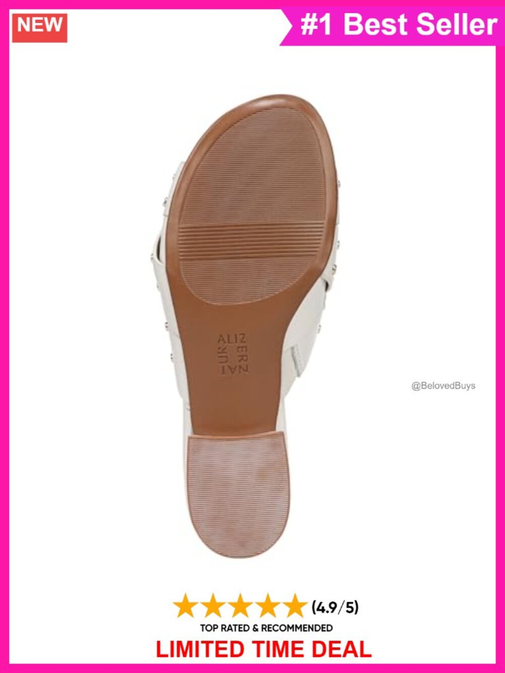Naturalizer Morena Slide Sandals Leather Open Toe Block Heel Slip On - Picture 5 of 6